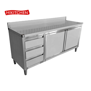 Table de cuisine commerciale à 3 tiroirs en acier inoxydable, armoire de comptoir certifiée NSF, résistante à la corrosion, capacité robuste pour la cuisine - Product Image 1