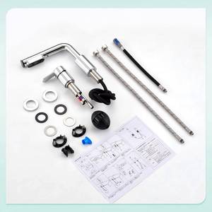 Grifo de Lavabo de Alta Calidad para Hotel Moderno, Ajustable en Altura, de 2 Orificios, Extraíble, Mezclador de Agua Fría/Caliente - Product Image 6