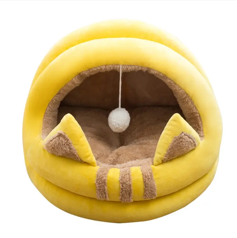 Popular cute cat nest semi-closed tent dogs and cats comfortable velvet pet bed autumn and winter plush warm Cat House