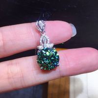 Vente en gros CAOSHI Colliers pendentifs ronds en cristal de zircone vert Colliers pendentifs imités en plaqué rhodium pour femmes élégantes