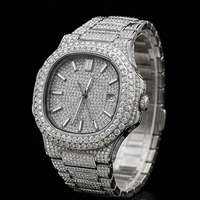Montre Hip Hop Premium Bling en Argent 925, Cadran Rond, Mouvement Mécanique Automatique, Anti-Buée, Résistante à l'Usure, Design Personnalisé