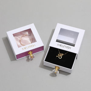 Boîte à bijoux de luxe personnalisée avec logo, tiroir, poignée en cristal, fenêtre en PVC, pour collier, boucles d'oreilles, bracelet, rangement cadeau - Product Image 6