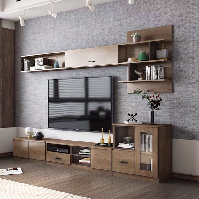 2024 New Design Modern Convertible Floating Wood Wall Mounted TV Stand Cabinet with Console