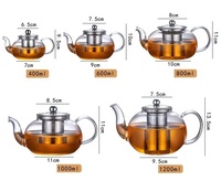 Théière en verre citrouille de 20oz stockée avec infuseur Bouilloire à thé sûre pour la floraison et la théière à feuilles mobiles