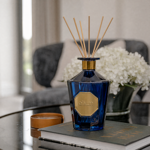 Diffuseur de parfum sans flamme Aikun, grande capacité 1000 ml, en verre facetté bleu, avec bâtonnets naturels, dans un coffret cadeau, pour le salon - Product Image 2