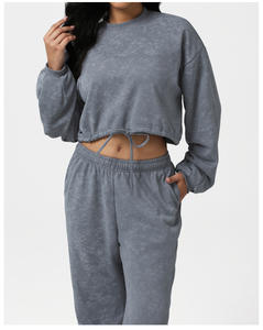 Ensemble de sport RUIQUWIN OEM, nouveau design, sweat-shirt à col rond et cordon de serrage, manches longues, pantalon de <span class=keywords><strong>jogging</strong></span> taille haute - Product Image 2