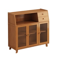 Buffet de rangement multifonctionnel de luxe tout-en-un mural étroit pour la maison, en bambou, pour cuisine et salon