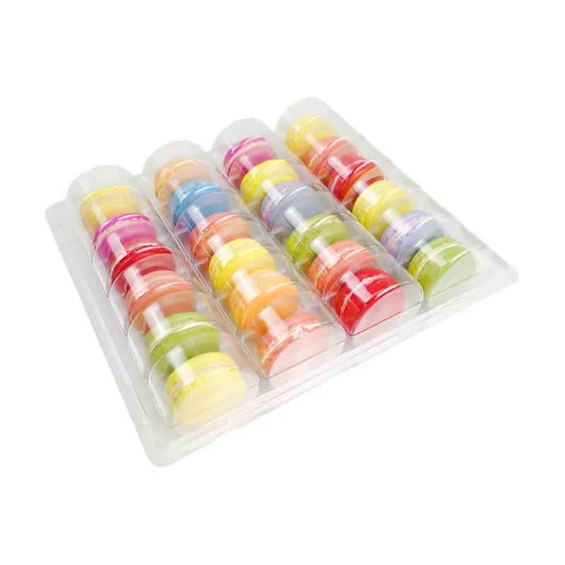 Boîte à macarons en plastique blanc transparent, personnalisation en gros, 24 paquets