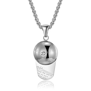 Hiphop Hip Hop Style Personality Trend Baseball Cap Peaked Cap <b>Titanium</b> Steel Pendant Neutral Wear Necklace - Product Image 4