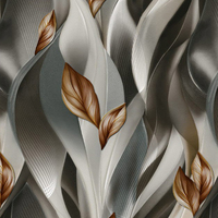 Papier peint 3D à motif de feuilles ondulées, gris et or, vinyle moderne pour salon, hôtel, décoration intérieure, revêtement mural, rouleaux de PVC