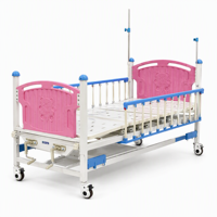 Lit d'hôpital manuel à double manivelle réglable certifié ISO pour enfants et patients, construction en métal/acier avec roues et barreaux latéraux