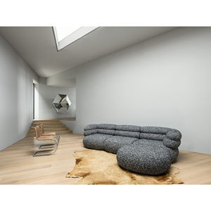 Luxury Architectural Modular Sectional Sofa Scalloped Silhouette Deep <b>Seating</b> Couch for Villa - Product Image 2