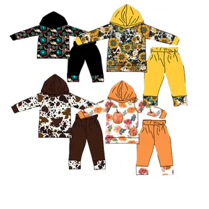 Fuyu Sunflower Leopard Cow Children Fall Winter Clothing Sets Custom Knitted newborn Baby Boy Outfits Kids-clothing-wholesale