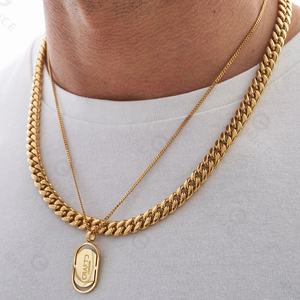 Gemnel 핫 잘 팔리는 316 stainless steel 쿠바 금 8 미리메터 체인 necklace 커브 men 보석 - Product Image 4