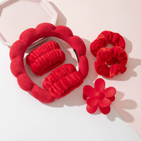 Set Headband Terry Cloth Lembut Multifungsi, Scrunchie Rambut, Gelang Spa, Spons, dan Headband Fashion untuk Mencuci Muka dan Perawatan Kulit