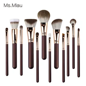 2023 hochwertige Make-up Pinsel Luxus benutzer definierte Holz 12 Stück Kosmetik Pinsel Cooper Make-up Pinsel Set