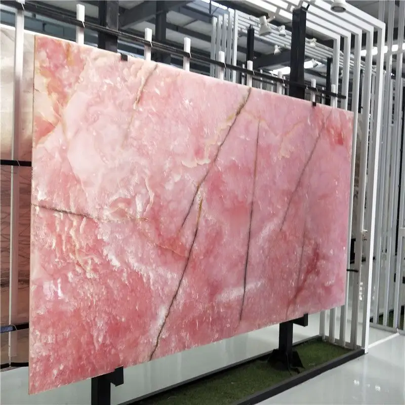 Natural Stone Factory Price Pink Onyx Marble Polished Counter top Floor Tile