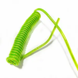 Multi-specifica portachiavi cordino colorato verde lucido in acciaio a molla corda con cavo a spirale decorativo in PU/PVC