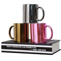 Mug en céramique électro-plaqué avec logo imprimé, design minimaliste moderne, or argent, cadeau créatif élégant, tasse respectueuse de l'environnement