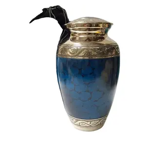 Ocean Water Blue Brass Cremation Adult Urns Cremation adult ashes urn suppliers of modern Metal ashes urn
