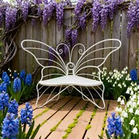 Banc de jardin en métal antique avec motif papillon, décoration extérieure pour patio et parc, fabriqué en Chine