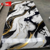 Plaques de plafond en PVC 3D UV, feuilles de marbre en PVC, modernes, ignifuges et imperméables pour l'hôtellerie, le commerce et les loisirs