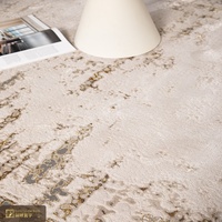 Tapis Turc Abstrait Moderne Effet Vieilli LandScopeTech, Tissé Wilton Haute Densité, Antidérapant avec Support en Jute, Aspect Soie, Écologique