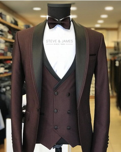 Costumes de smoking OEM Steve & James en mélange laine/élasthanne, simple boutonnage, col en V, antistatiques et respirants, coupe ajustée sur mesure - Product Image 5