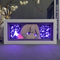 Genshin Impact Kokomi Boîte à lumière MDF Cadre en bois découpé au laser Boîte à ombre Veilleuse à led pour la décoration de la chambre à coucher Veilleuse à led