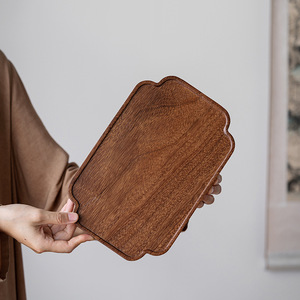 Japanese Style Wooden Tray North American Black <b>Walnut</b> Solid Wood Rectangular Multi Purpose Tea <b>Coffee</b> Dessert Plate - Product Image 3