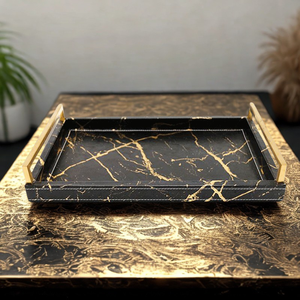 Plateau de service rectangulaire en marbre noir élégant de qualité commerciale, style naturel, hôtel et stations balnéaires, restauration, fournitures de service alimentaire - Product Image 6