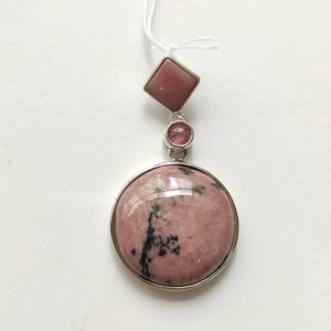 Pendentif en argent 925 avec rhodonite et tourmaline - Product Image 1