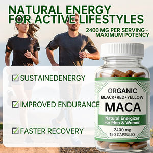 แคปซูลรากมาคา เจลาติไนซ์ ผงสีเหลือง แดง และดำ ผสมผสานกัน เป็นออร์แกนิกและได้รับการรับรองวีแกน อาหารเสริมเพิ่มพลังงานสำหรับผู้ใหญ่ทั้งชายและหญิง - Product Image 3