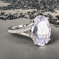 Radiant Glamour Bague pour femme en argent sterling 925 Diamant Moissanite ovale captivant serti en plaqué rhodium Radiate Fine Jewelry