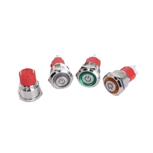 8Mm/12Mm/16Mm/19Mm/22Mm/25Mm/28Mm/30Mm/40Mm Platte Schakelaar Uit Knop Metalen Drukknop Met Connector Led Drukknop Licht