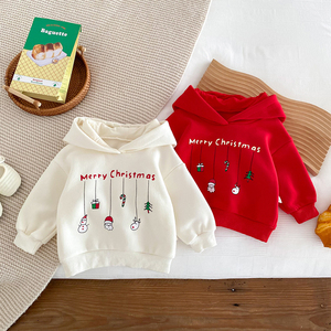 2025 gros fabricant personnalisé noël pull fille garçon hiver français éponge épais polaire bébé sweats à capuche <span class=keywords><strong>sweat</strong></span> pour bébé - Product Image 1