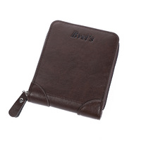 Dompet Pendek Pria Vintage Horizontal dengan Banyak Slot Kartu, Kantong Koin Ber-resleting, Tempat Kartu ID Multifungsi, Bahan PU Pabrik