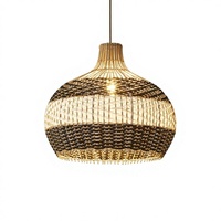 Lustre de restaurant de style japonais, éclairage en rotin fait main d'inspiration zen pour chambre à coucher, maison d'hôtes, salon de thé, style d'Asie du Sud-Est