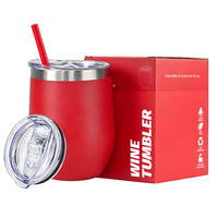Gobelet isotherme en acier inoxydable à double paroi de 350 ml en forme d'œuf avec logo personnalisé, gobelets à vin de 12 oz avec couvercle anti-fuite pour cadeau