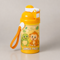 Bouteille d'eau réutilisable de 350 ml avec logo personnalisé, écologique, de qualité alimentaire, style vintage, en plastique, pour enfants, idéale pour les fêtes