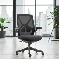 Chaise de bureau ergonomique moderne en tissu avec accoudoirs fixes, pivotante, soutien lombaire réglable, vérin à gaz certifié, alliage d'aluminium
