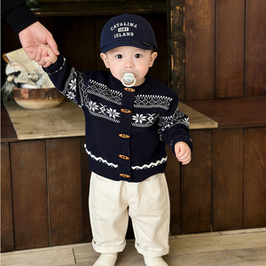 2026早春韩版提花针织亚克力12-14号开衫婴儿衣服秋季时尚百搭毛衣 - Product Image 1