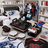 Mesin Cetak Kaos 5 in 1 Combo Heat Press Heat Transfer Sublimasi untuk Jersey, Kaos, Topi, Sepatu, Pulpen, Casing Ponsel
