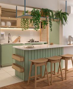 ตู้ศิลปะพื้นบ้านดีไซน์แบบบูรณาการตู้กับข้าวสไตล์ศิลปะพื้นบ้านที่อบอุ่นหม้อหุงข้าวในตัวที่เก็บแบบทำด้วยมือ - Product Image 6