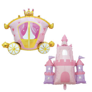 Nuevos Globos Metálicos de Princesa, Carro y Castillo Rosados para Decoración de Fiesta de Cumpleaños - Product Image 1