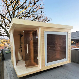 Sauna commercial moderne en cèdre rouge/hemlock, <span class=keywords><strong>douche</strong></span> vapeur humide, capacité 2 personnes, 6KW/12KW, électrique, <span class=keywords><strong>solaire</strong></span>, design écologique - Product Image 5