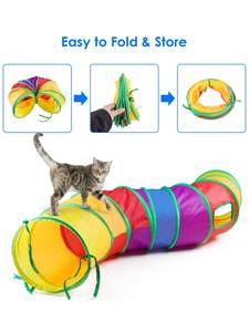 Hot Selling Faltbares Haustier Katzen spielzeug <span class=keywords><strong>Kitty</strong></span> Pet Training Interaktives Spaß spielzeug Interaktives Peek Hole Pet Tube Spielzeug für Katzen - Product Image 6