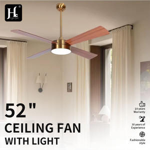 Ventilador de Techo Moderno de 52 Pulgadas con Motor de CC, 3 Aspas y Kit de Luz LED, Control Remoto, Material del Cuerpo de la Lámpara de Madera Contrachapada - Product Image 3