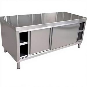 ארון אחסון נירוסטה 304 כסוף למטבח מסחרי עם משטח עבודה, כיריים למסעדה, ארון אחסון בגודל מותאם אישית - Product Image 1