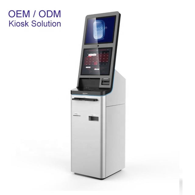 19 Inch 21.5 Inch Dual Screen Airport Kiosk Self Service Terminal Airport Boarding Ticket Printing Luggage Strip Printing